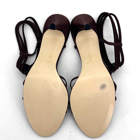 Apostrophe Reggae Embellished Brown Strappy Heels Shoe Womens 7.5M Beaded Detail - Picture 11 of 13